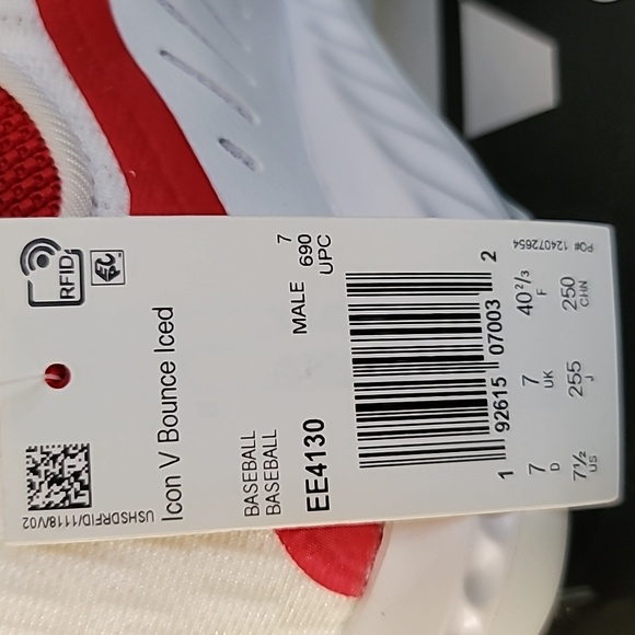 Adidas Men's Icon V Bounce Iced Out Baseball Red and White Cleats, Size 7-1/2 - Picture 4 of 15